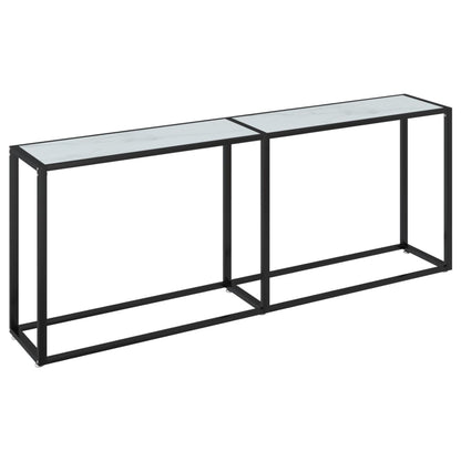 Konsolbord Hvid Marmorlook 200x35x75,5 cm Hærdet glas