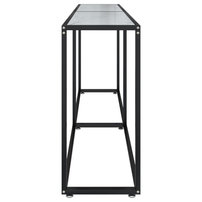 Konsolbord Hvid Marmorlook 200x35x75,5 cm Hærdet glas