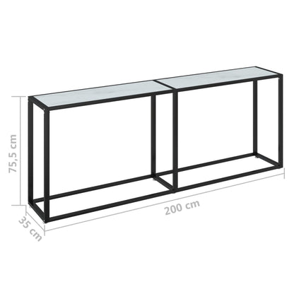 Konsolbord Hvid Marmorlook 200x35x75,5 cm Hærdet glas
