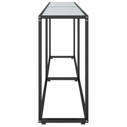 Konsolbord Hvid Marmorlook 220x35x75,5 cm Hærdet glas