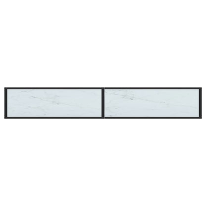 Konsolbord Hvid Marmorlook 220x35x75,5 cm Hærdet glas