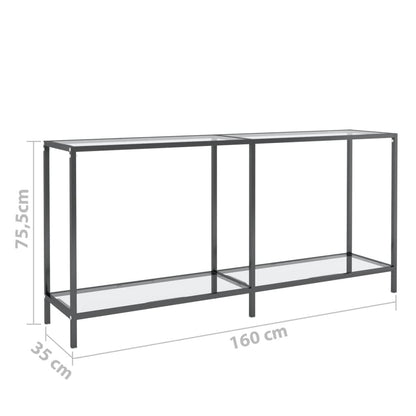 Konsolbord Transparent 160x35x75,5 cm Hærdet glas