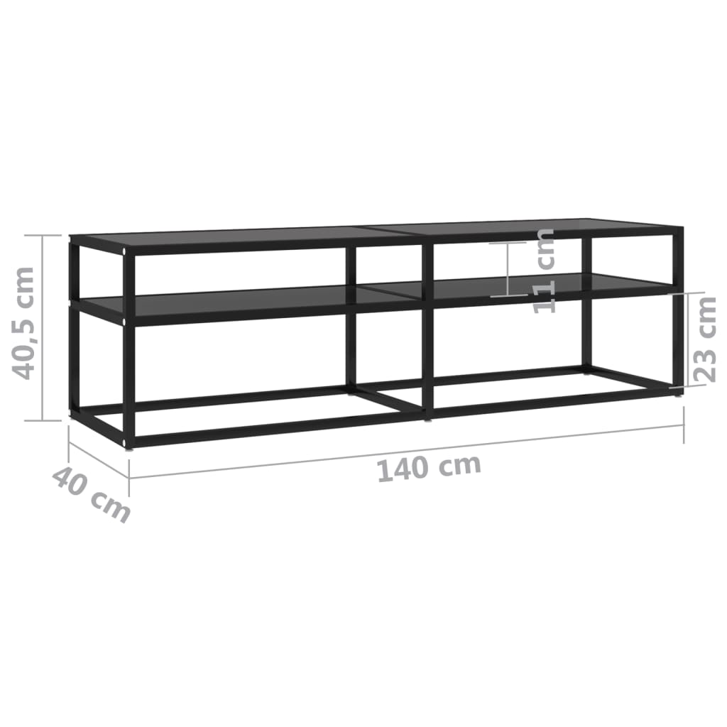 TV-skab Sort 140x40x40,5 cm Hærdet glas