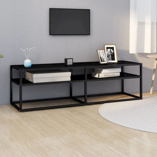 TV-skab Sort 140x40x40,5 cm Hærdet glas