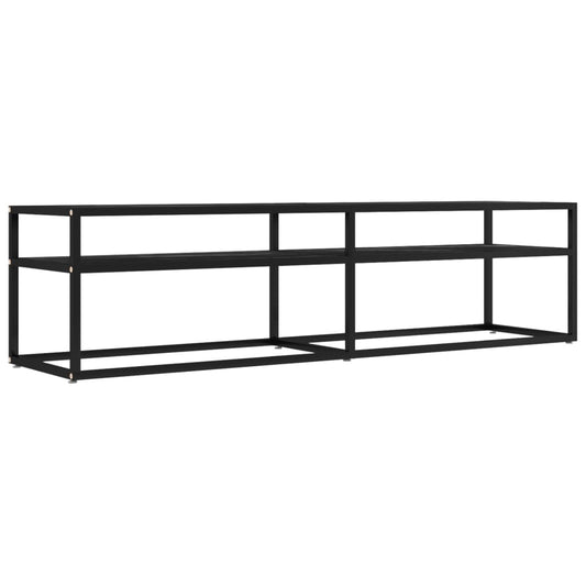 TV-skab Sort marmorlook 160x40x40,5 cm Hærdet glas