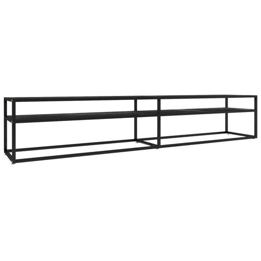 TV-skab Sort Marmor Look 220x40x40,5 cm Hærdet glas