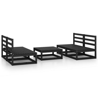 5-tlg. Garten-Lounge-Set Schwarz Massivholz Kiefer