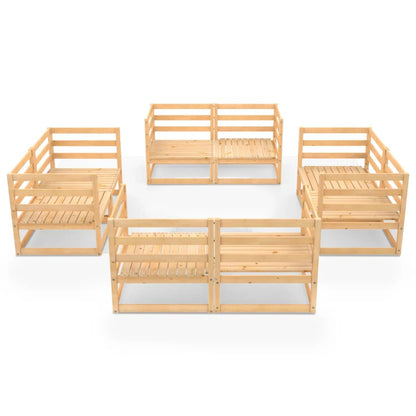8-tlg. Garten-Lounge-Set Massivholz Kiefer