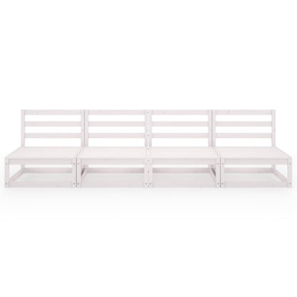 Outdoor-Sofa 4-Sitzer Weiß Massivholz Kiefer