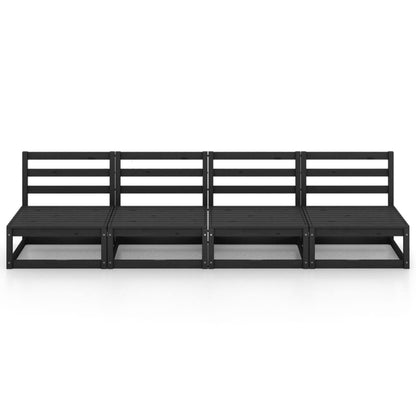 Outdoor-Sofa 4-Sitzer Schwarz Massivholz Kiefer