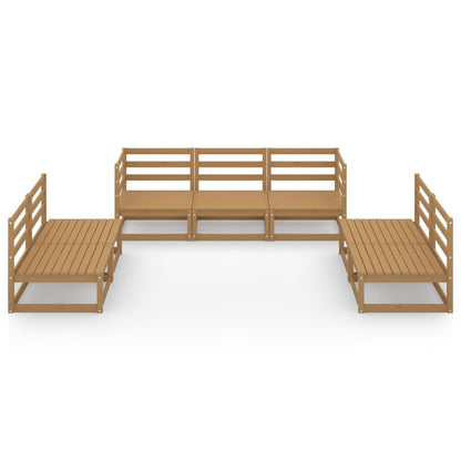 7-tlg. Garten-Lounge-Set Honigbraun Massivholz Kiefer