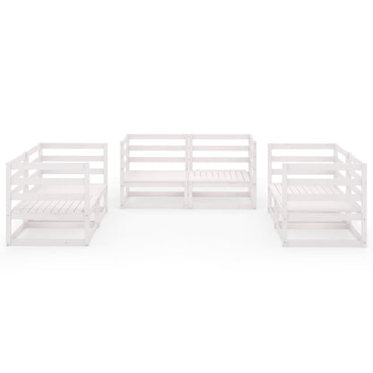 6-tlg. Garten-Lounge-Set Weiß Massivholz Kiefer