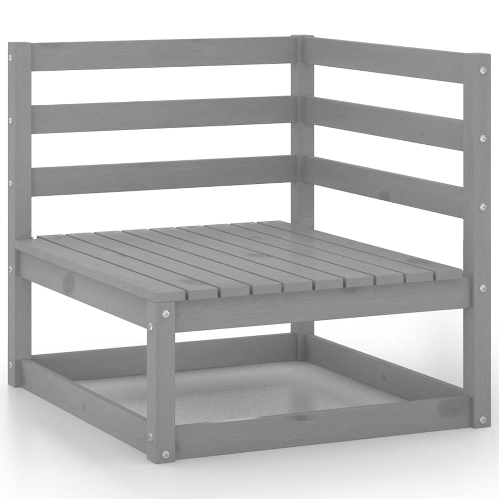 5-tlg. Garten-Lounge-Set Grau Kiefer Massivholz