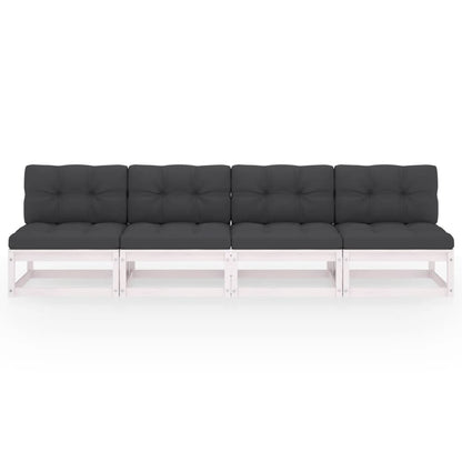 4-Sitzer-Gartensofa mit Kissen Kiefer Massivholz