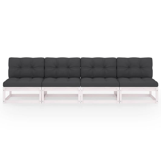 4-Sitzer-Gartensofa mit Kissen Kiefer Massivholz