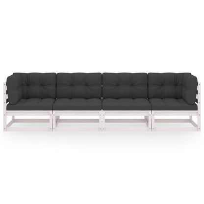 4-Sitzer-Gartensofa mit Kissen Kiefer Massivholz