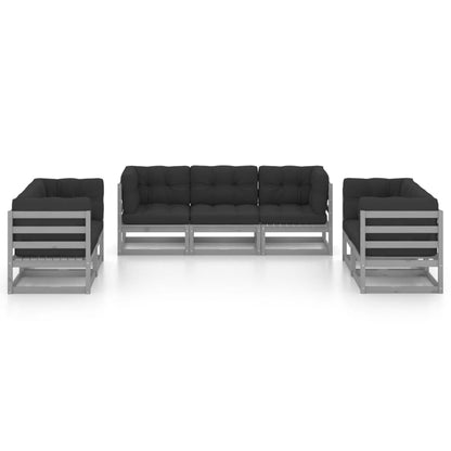7-tlg. Garten-Lounge-Set mit Kissen Kiefer Massivholz