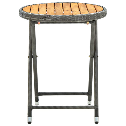 Beistelltisch Grau 60 cm Poly Rattan und Akazie Massivholz