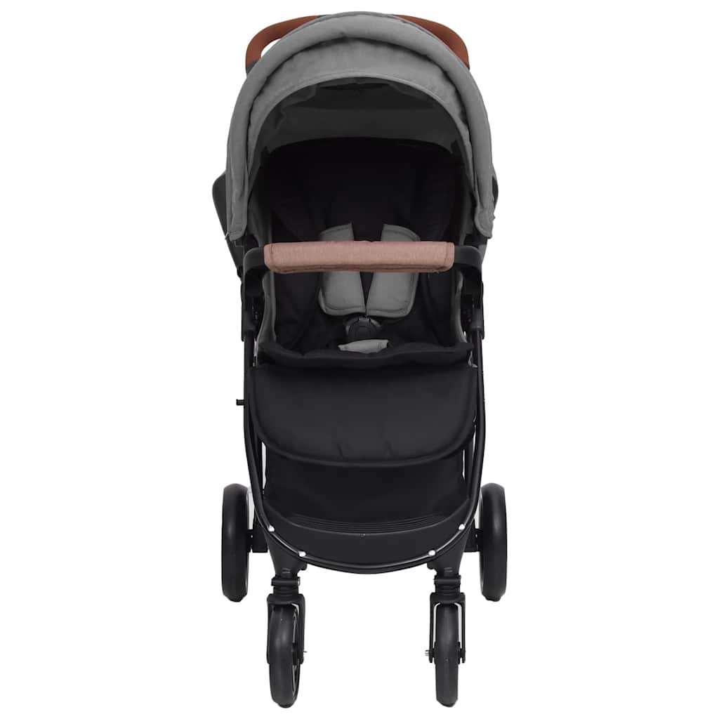 3-in-1 Kinderwagen Hellgrau Stahl