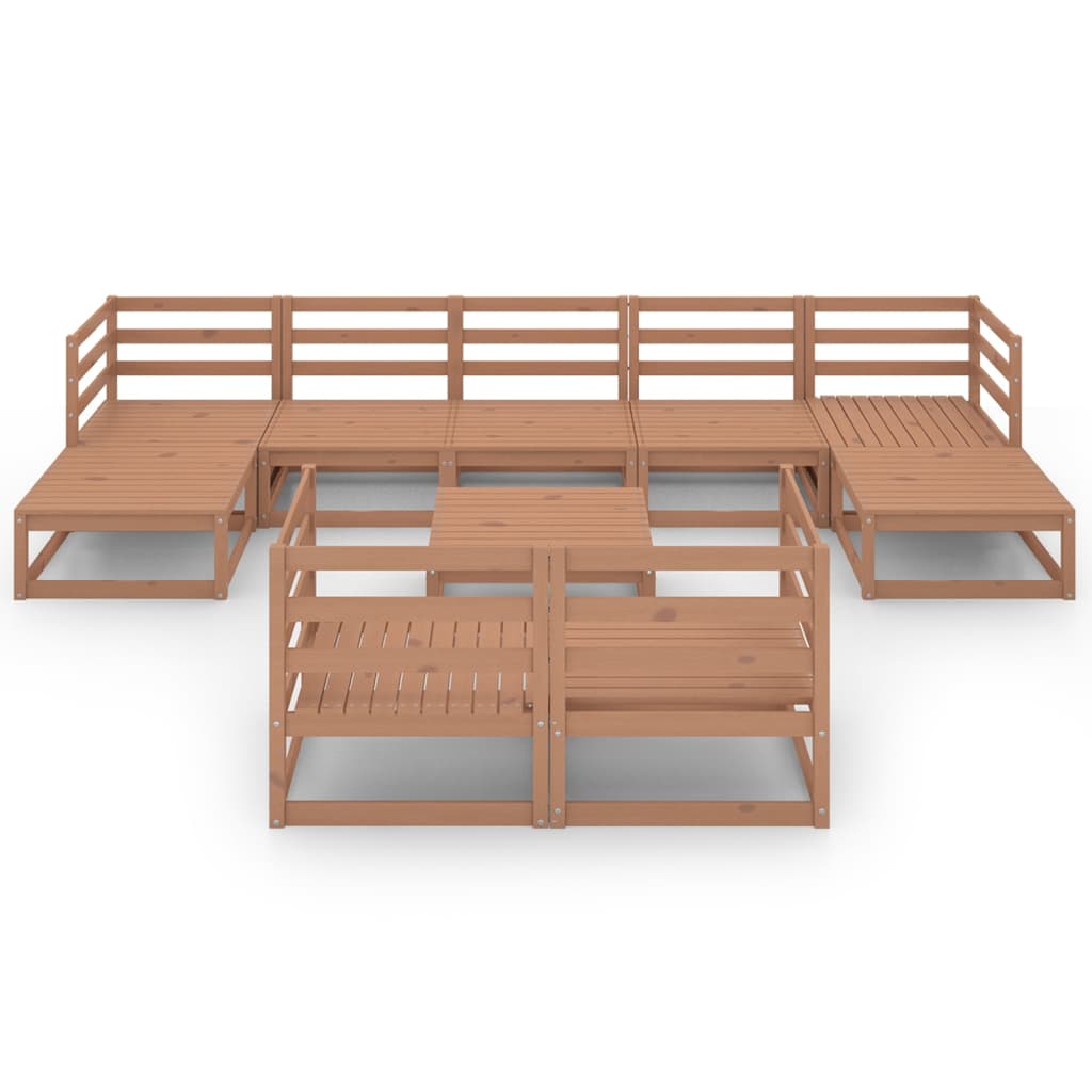 10-tlg. Garten-Lounge-Set Honigbraun Massivholz Kiefer