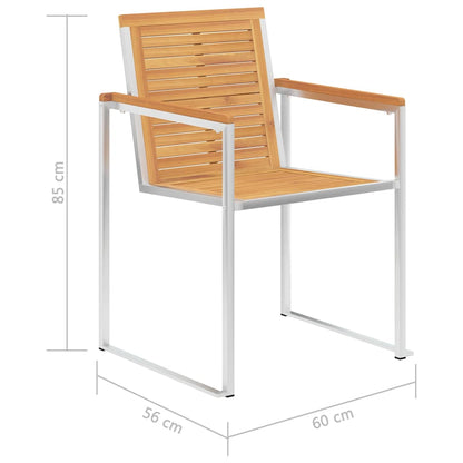 6 Stk. Gartenstühle Massivholz Teak und Edelstahl