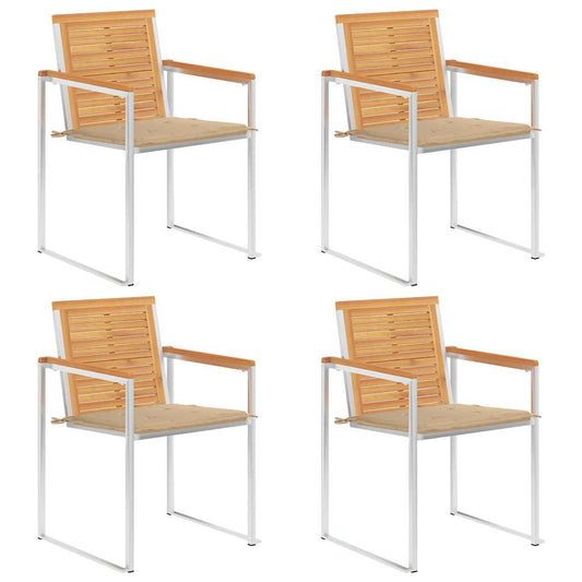 Gartenstühle 4 Stk. mit Kissen Massivholz Teak