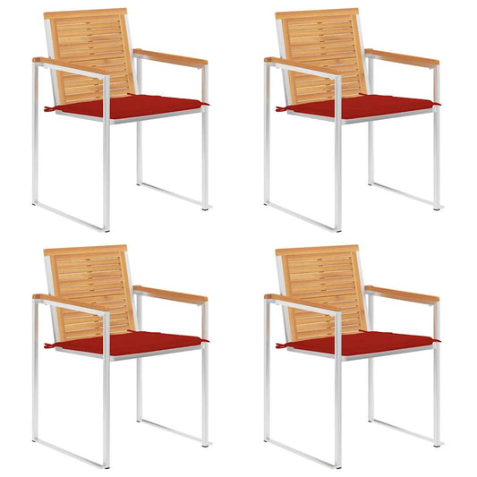 Gartenstühle 4 Stk. mit Kissen Massivholz Teak