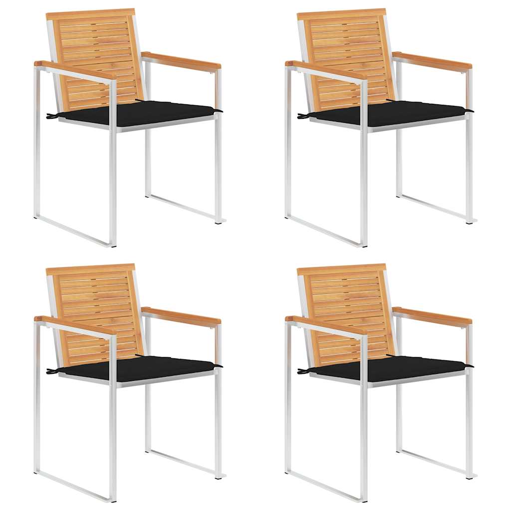 Gartenstühle 4 Stk. mit Kissen Massivholz Teak