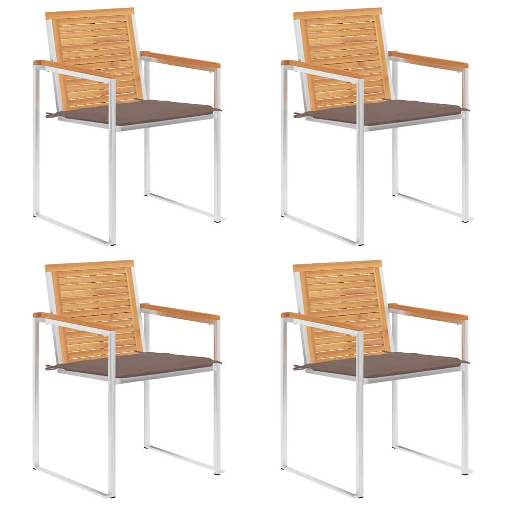 Gartenstühle 4 Stk. mit Kissen Massivholz Teak