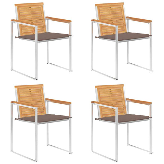 Gartenstühle 4 Stk. mit Kissen Massivholz Teak