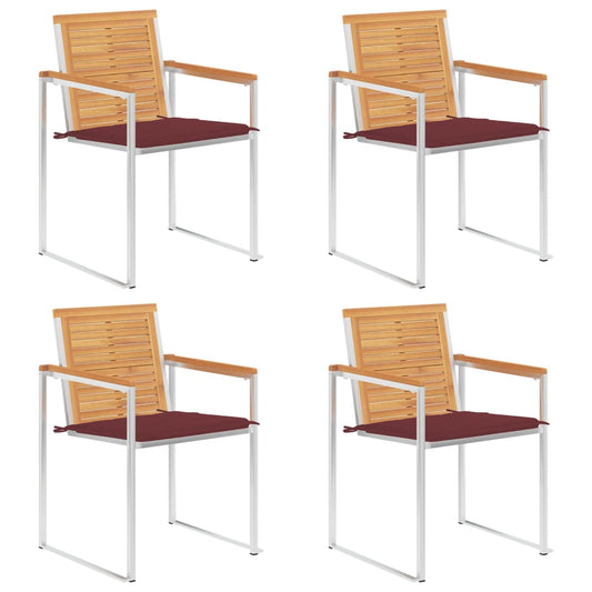 Gartenstühle 4 Stk. mit Kissen Massivholz Teak