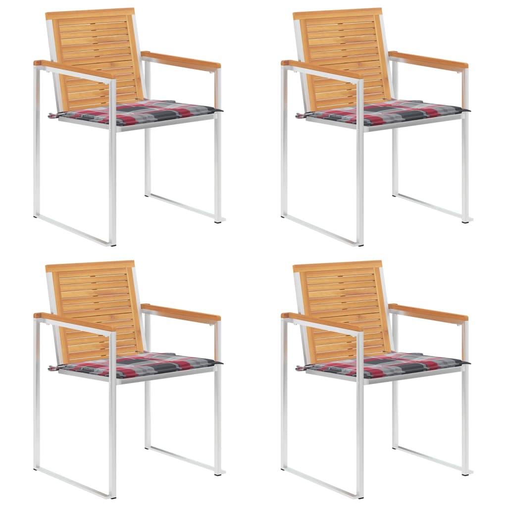 Gartenstühle 4 Stk. mit Kissen Massivholz Teak