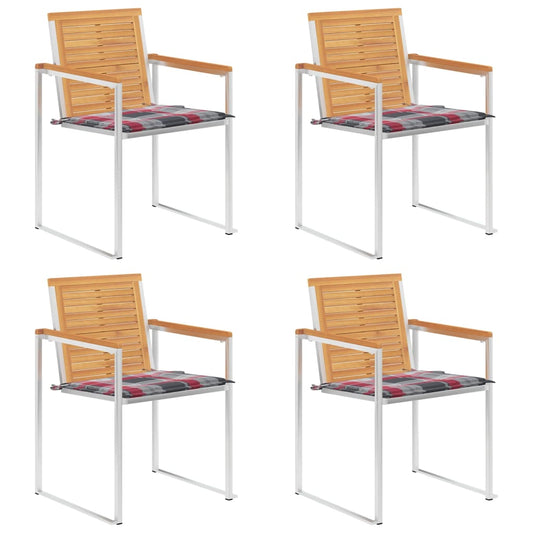 Gartenstühle 4 Stk. mit Kissen Massivholz Teak