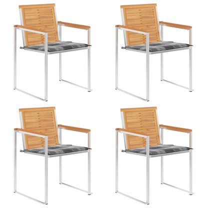 Gartenstühle 4 Stk. mit Kissen Massivholz Teak