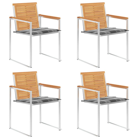 Gartenstühle 4 Stk. mit Kissen Massivholz Teak