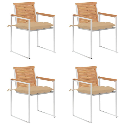 Gartenstühle 4 Stk. mit Kissen Massivholz Teak