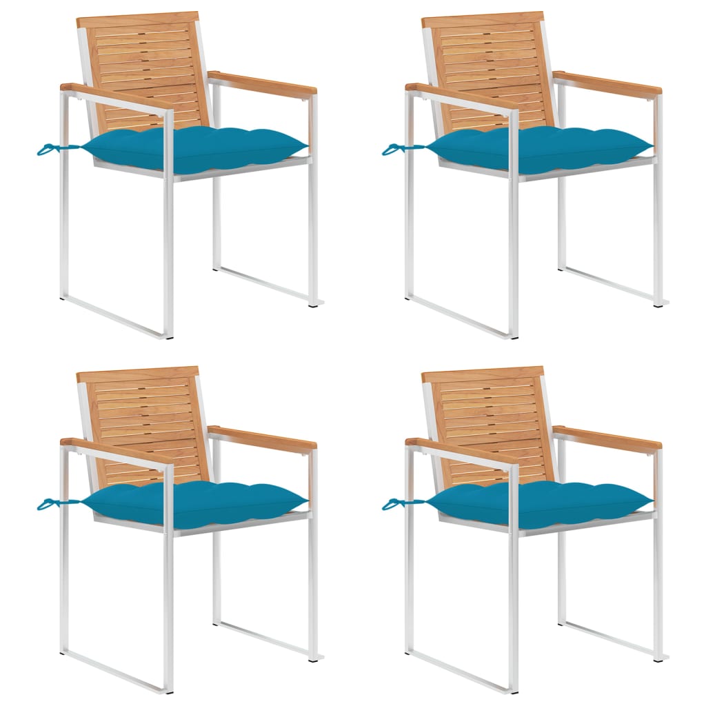 Gartenstühle 4 Stk. mit Kissen Massivholz Teak