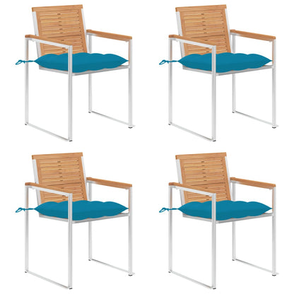 Gartenstühle 4 Stk. mit Kissen Massivholz Teak