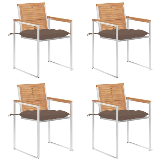 Gartenstühle 4 Stk. mit Kissen Massivholz Teak