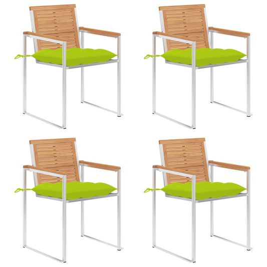 Gartenstühle 4 Stk. mit Kissen Massivholz Teak