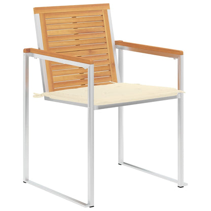 8 Stk. Gartenstühle mit Kissen Massivholz Teak