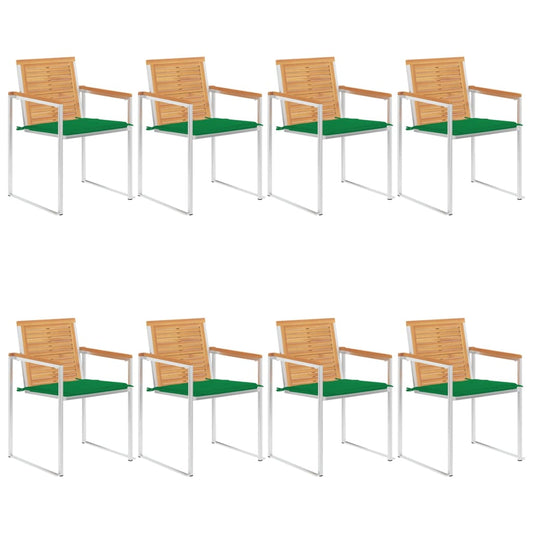Gartenstühle 8 Stk. mit Kissen Massivholz Teak