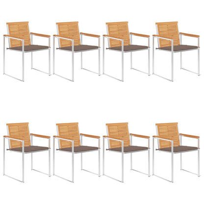 Gartenstühle 8 Stk. mit Kissen Massivholz Teak