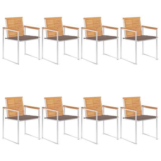 Gartenstühle 8 Stk. mit Kissen Massivholz Teak