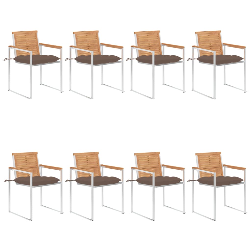 Gartenstühle 8 Stk. mit Kissen Massivholz Teak