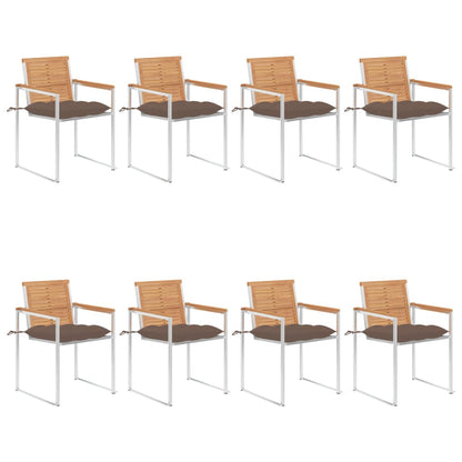 Gartenstühle 8 Stk. mit Kissen Massivholz Teak