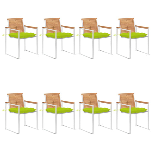 Gartenstühle 8 Stk. mit Kissen Massivholz Teak