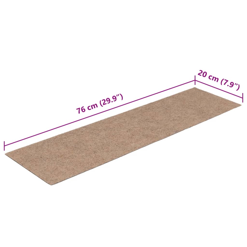 Stufenmatten Selbstklebend 15 Stk. 76x20 cm Hellbraun Rechteckig