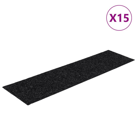 Stufenmatten Selbstklebend 15 Stk. 76x20 cm Schwarz Rechteckig