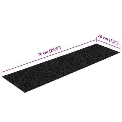 Stufenmatten Selbstklebend 15 Stk. 76x20 cm Schwarz Rechteckig